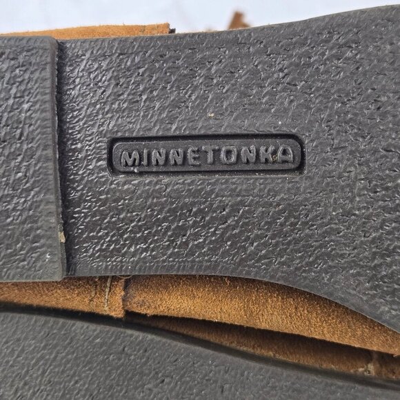 Minnetonka Size 7 3-Layer Fringe Boot Brown Suede Leather Pull On Style NWOT - Picture 12 of 14